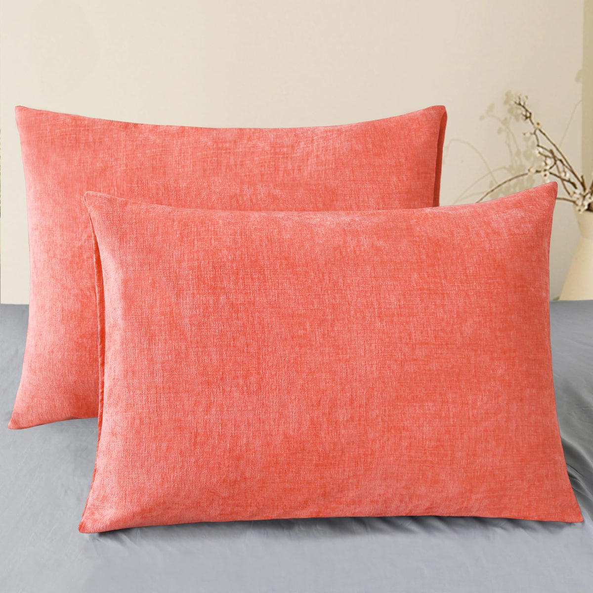 CaliTime Decorative Standard Throw Pillow Covers 26 X 20 Inches True White