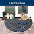Smiry Half Circle Front Door Mat Outside Entrance, Heavy Duty Sturdy Natural Rubber Doormat, Trap Dirt and Moisture, Low Profile Mats for Indoor Outdoor Entry, Irregular Triangle (29.5x17, Grey)