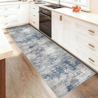 XLUEZ 2x8 Runner Rug for Hallway, Washable Modern Abstract Runner Rugs Neutral Soft Non Slip Kids Rug Stain Resistant Indoor Runners for Entryway Bedroom Kitchen Laundry Room(BlueWhite, 2'x8')