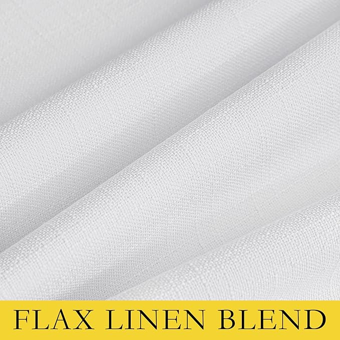 NICETOWN 100% Absolutely Blackout Linen Curtains with Thermal Insulated White Liner, White, 62" Wide, 2 Pieces, Privacy Vertical Window Drapes for Office Laundry Living Room Windows 72 inch Long