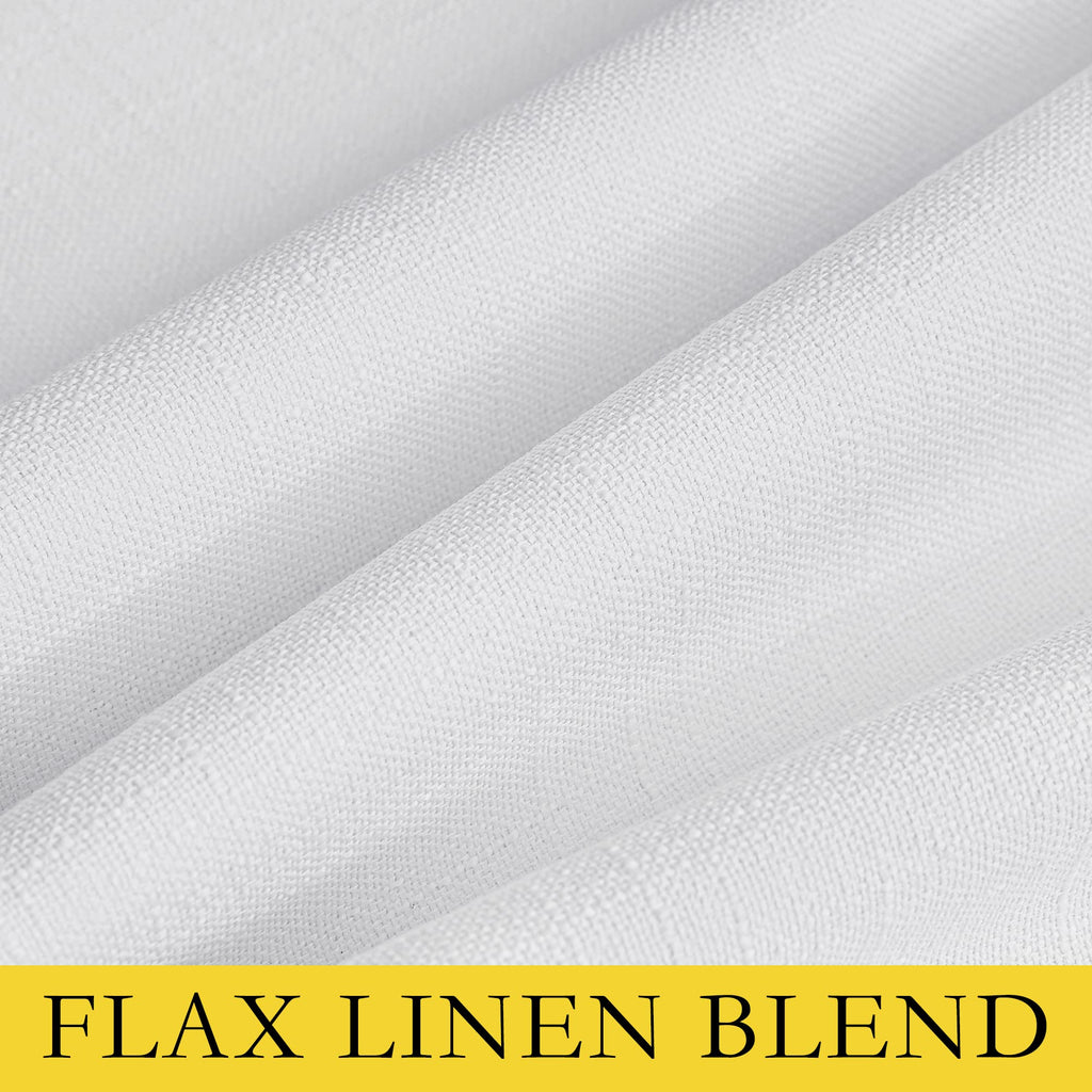 NICETOWN 100% Absolutely Blackout Linen Curtains with Thermal Insulated White Liner, White, 34 inches Wide, 90 inches Length Energy Saving Curtains for Living Room 2 Panels Set, Vertical Blinds
