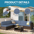 DREAHOTEXTIL 14Pcs Outdoor Cushion Covers, Patio Cushion Covers,Stretch Elastic Slipcovers, Replacement Washable & Reusable Furniture Protector for Patio Couch (Gray-Blue,Cover Only)
