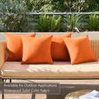 MIULEE Pack of 4 Decorative Bright Orange Throw Pillow Covers Linen Waterproof Pillow Covers Outdoor Farmhouse Cushion Cases for Halloween Patio Garden Tent Balcony Couch Sofa 16x16 inch