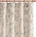 jinchan Floral Curtains Lined Linen Blend Curtain for Living Room 96 Inch Length Grey Flower Farmhouse Curtains French Country Gray Patterned Curtain Drapes Back Tab Rod Pocket 2 Panels