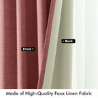 MIULEE 100% Blackout Linen Curtains 42 x 96 Inch Dusty Rose Pink 2 Panels