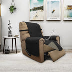 ISSUNTEX Double Protection 100% Waterproof Recliner Covers for Living Room, Reversible Furniture Protector Recliner Couch Sofa Slipcover for Dogs, Pets, Kids (Recliner, Black/Beige)