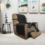 ISSUNTEX Double Protection 100% Waterproof Recliner Covers for Living Room, Reversible Furniture Protector Recliner Couch Sofa Slipcover for Dogs, Pets, Kids (Recliner, Black/Beige)