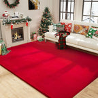 Amearea Modern Area Rugs for Bedroom Living Room, 4x6 Feet Red Thickened Memory Foam Rug, Fluffy Indoor Washable Rugs Non Slip Minimalist Carpet for Kids Boys Girls Dorm Nursery Room Decor