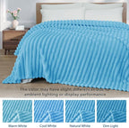 Exclusivo Mezcla Fleece Throw Blanket for Couch, Super Soft Striped Jacquard Bed Blanket, Lightweight Fuzzy Cozy for All Seasons, 50x60 Inches, Blue