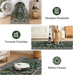 HEBE Washable Hallway Runner Rug 2'x 8' Non Slip Kitchen Rugs Runner,Low Pile Entryway Rug Laundry Room Mat Floral Carpet Runners for Hallways, Kitchen,Bathroom,Laundry,Bedside Rug