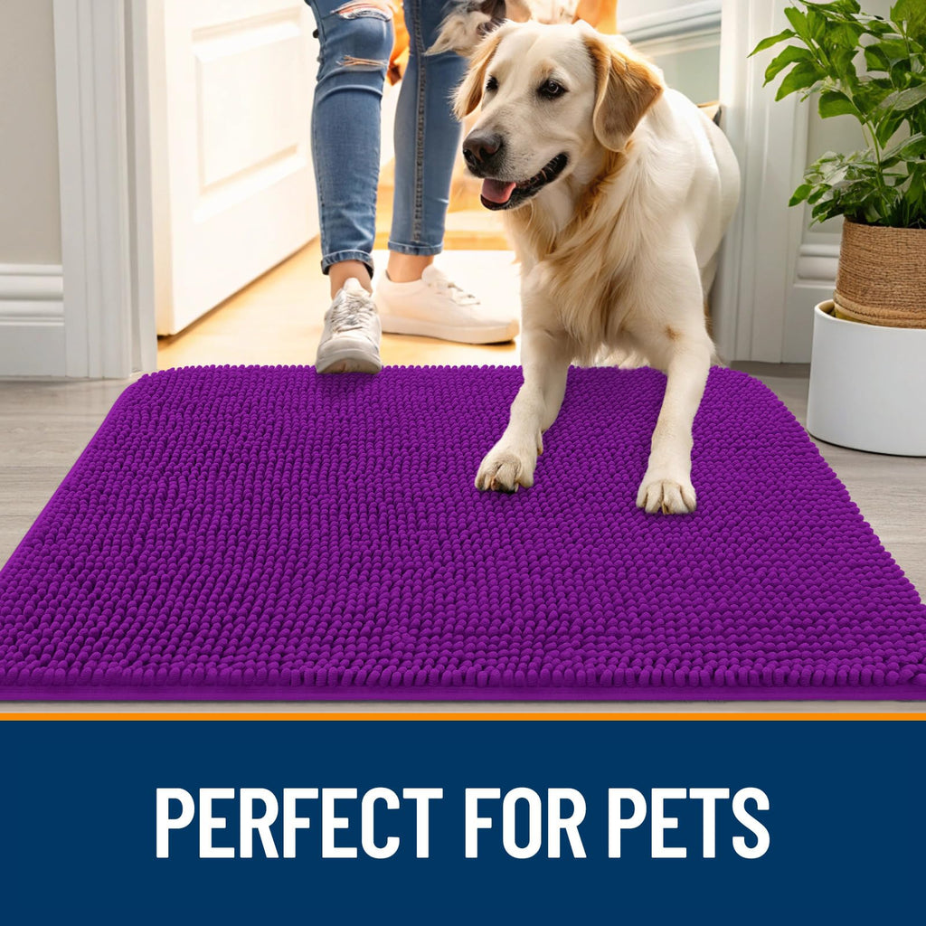 OLANLY Dog Door Mat for Muddy Paws 44x24, Super Absorbent Chenille Mud Mat