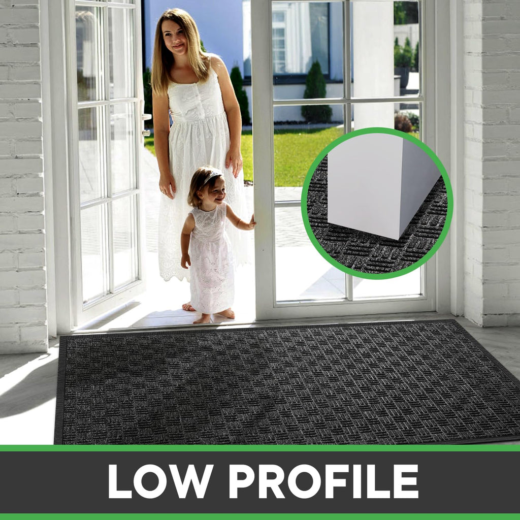 Mibao Front Door Mat Outdoor Entrance, 73" x 46" Heavy Duty Welcome Mat for Outdoor and Indoor, Waterproof Dirt Trapper Doormat, Super Absorbent Indoor Entryway Mat for Patio & Porch - Gray