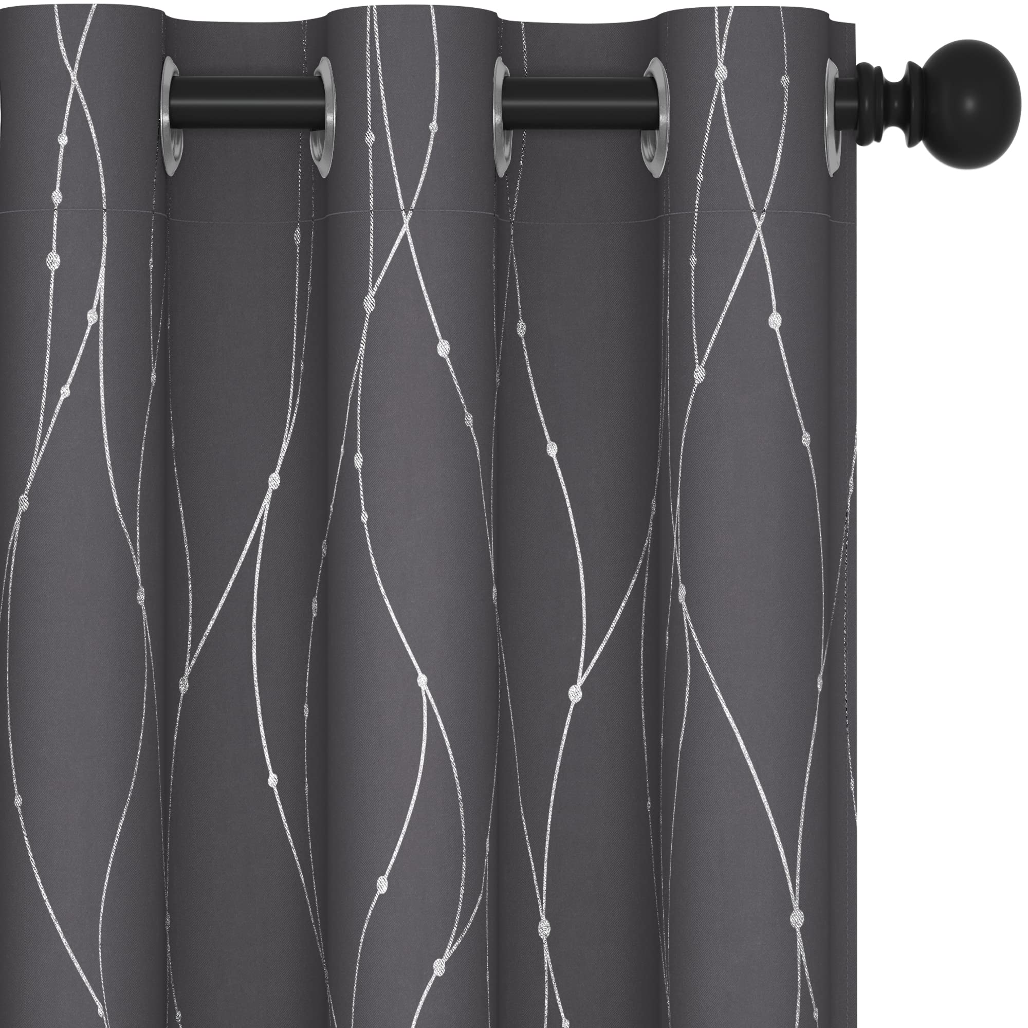 Deconovo Living Room Curtains 63 Inches Long, Blackout Curtains for Bedroom