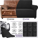 ZNSAYOTX Super Stretch Chair Slipcover Universal Sofa Chair Covers for Living Room Dogs Pet Furniture Protector Spandex Armchair Slipcovers with Anti Slip Foam Sticks (Black, Chair)