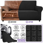 ZNSAYOTX Super Stretch Couch Cover (72"-92") Universal Sofa Covers with Elastic Bottom, Dog Cat Pets Friendly Washable Furniture Protector Fitted Sofa Slipcovers Stay in Place (Black, Sofa)