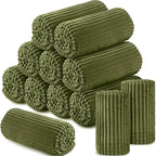 Buryeah 12 Pcs Flannel Throw Blanket Bulk 50 x 60 in Sleepover Blanket Outdoor Wedding Throw Lightweight, Oeko-tex Standard 100 Certified for Sofa Homeless Gifts (Army Green)