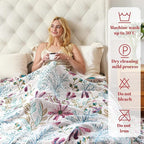 MSGKV Boho Throw Blanket for Couch 50"x60" Floral 100% Cotton Blanket Spring Breathable Lightweight Farmhouse Flower Blankets for Sofa Home Decor Muslin All Seasons