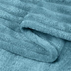 BEDELITE Fleece Throw Blanket for Couch – 3D Ribbed Jacquard Soft and Warm Decorative Fuzzy Blanket – Cozy, Fluffy, Plush Lightweight Washed Blue Throw Blankets for Bed, Sofa, 50x60 inches