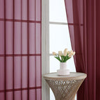 OVZME Burgundy Bedroom Curtains 96 Length for Farmhouse, 59 Inch Extra Wide Light Filtering Voile Drapes Light Airy Window Decor for Patio Door Living Room Bedroom Dining, 59Wx96L Inches