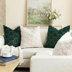 decorUhome St. Patrick’s Day Shamrock Pillow Covers 20x20 Inch Set of 2, Soft Plush Faux Wool Cream White Throw Pillow Covers, Farmhouse Spring Holiday Decor for Sofa Living Room