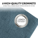 Yakamok Dusty Blue Linen Textured Curtains 96 Inches Long for Living Room
