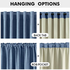 MIULEE 100% Blackout Linen Curtains for Bedroom 42 x 63 Inch Blue 2 Panels
