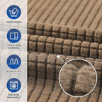 KEKUOU Stretch Single Sofa Slipcover 1 Piece Couch Sofa Cover (31"-55") Furniture Protector 1 Seater Sofa with Elastic Bottom for Kids,Pet.Jacquard Small Checked Pattern Fabric(Small,Camel)