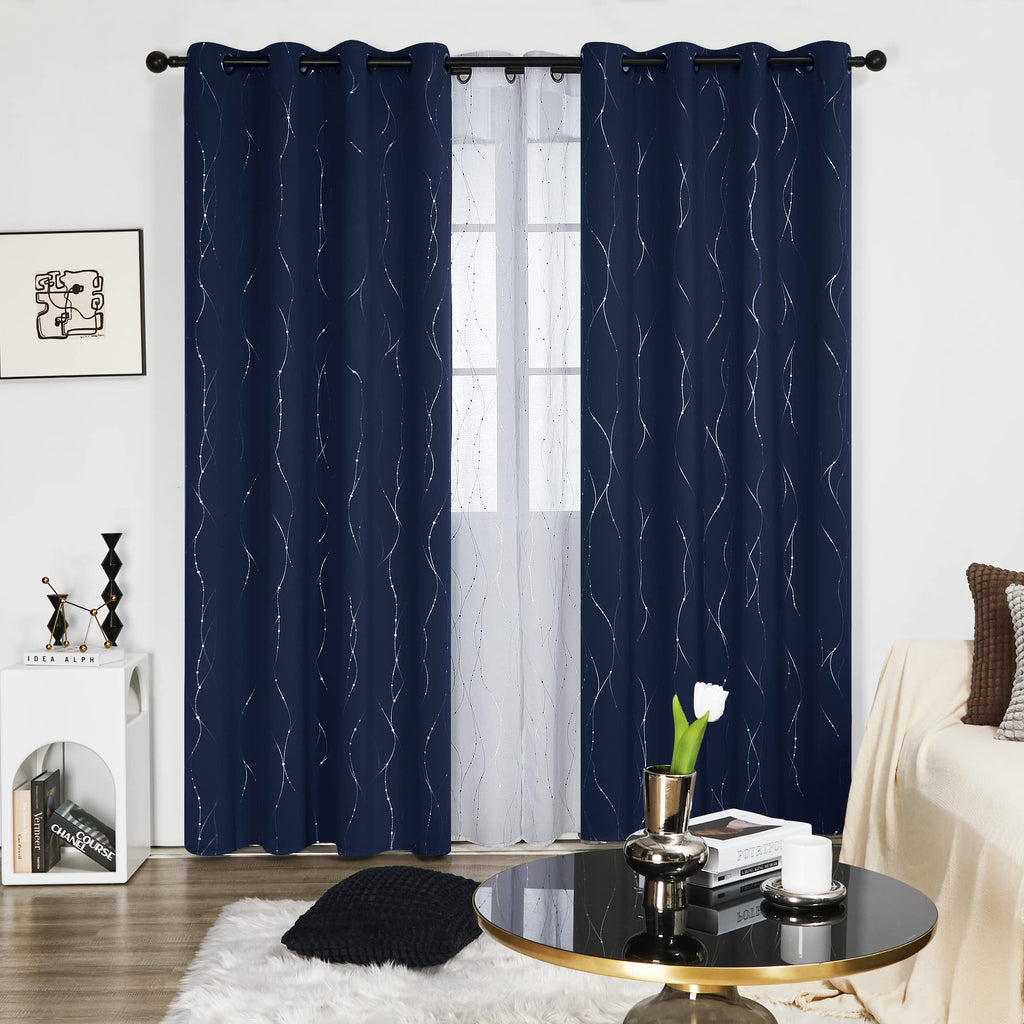Deconovo Living Room Curtains 108 Inch Long, Blackout Curtains for Bedroom