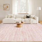 Nakagishi 10x14 Area Rugs Living Room: Washable Large Vintage Rug Neutral Non-Slip Soft Stain Resistant Indoor Carpet for Bedroom Nursery Dining Room Office Playroom - Pink-01
