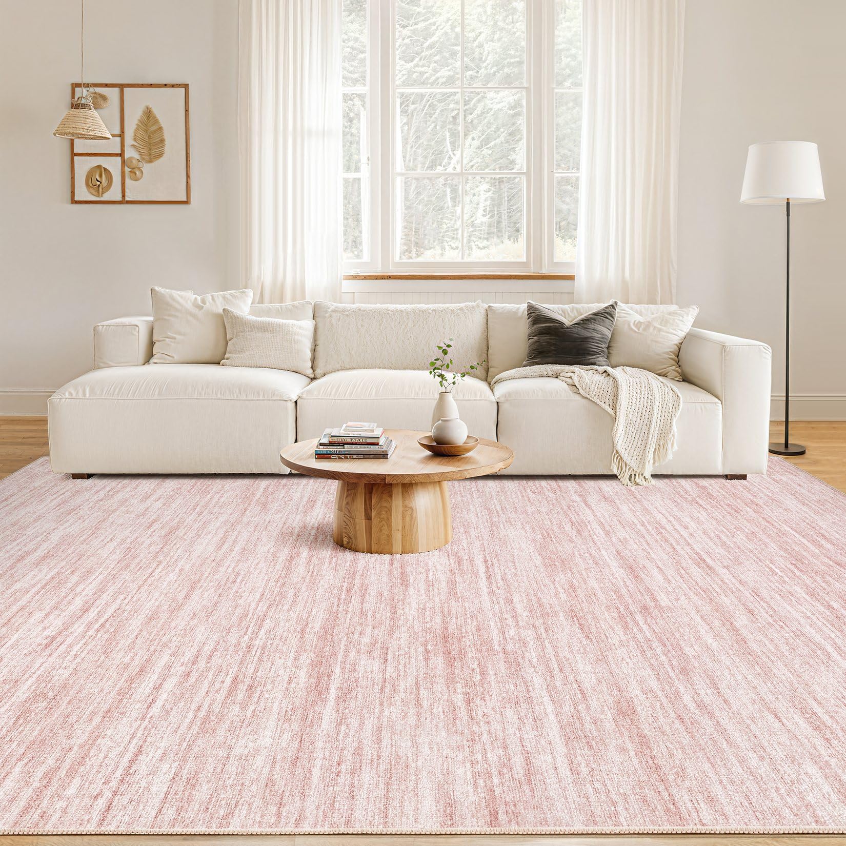 Nakagishi Boho 5x8 Area Rug Living Room Rugs Machine Washable Pink