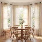 jinchan Evelyn Embroidered Linen Curtains for Living Room Elegant Farmhouse Decor Beige Floral Curtains Semi Sheer Light Filtering Window Drapes for Bedroom Rod Pocket Back Tab 2 Panels W50 x L84