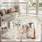 UERMEI 5x7 Area Rug Living Room Rugs - Washable Neutral Modern Abstract Soft Thin Large Rug Indoor Floor No Slip Rug Carpet for Bedroom Under Dining Table Home Office Decor - Golden Grey