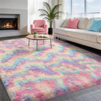 Ophanie Rainbow Rug for Bedroom Girls,Unicorn Colorful Fluffy Soft Cute Fuzzy Area Rugs,Shag Plush Shaggy Bedside Floor 4x6 Furry Carpet for Kids Baby Teen Dorm Decor with Over 99 pcs Pile fibers