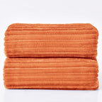 BEDELITE Fleece Blanket Queen Size, 3D Ribbed Jacquard Soft & Warm Decorative Blankets – Cozy, Fuzzy, Fluffy, Plush Lightweight Throw Blankets for Couch, Bed, Sofa(Orange, 90x90 inches)