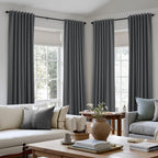 Guken 100% Blackout Curtains 84 Inch Length 2 Panels Set for Living Room Bedroom Back Tab Thermal Insulated Black Out Linen Drapes Room Darkening Blazer Grey,52x84