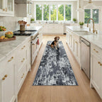 RELEANY Washable Runner 2'x7' Abstract Area Rug for Hallway Black White