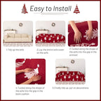 MYSKY HOME 71"X118" Loveseat Christmas Couch Cover, Sectional Sofa Covers Sofa Slipcover for 2 Cushion Couch, L Shape Couch Covers for Dogs, Kids, Washable Sofa Blanket, Furniture Protector, Red