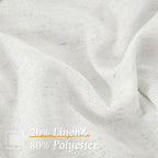 LAMIT Ivory White Linen Curtains 48 Inch Length for Bedroom, 2 Panels