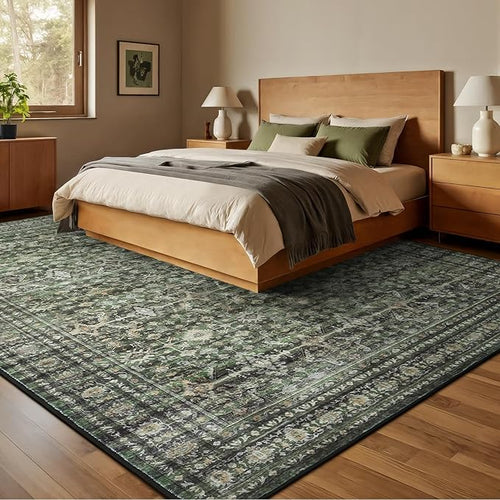10x14 Area Rugs for Living Room, Green Washable Non-Slip Large Carpet