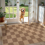 Lahome Checkered Easy Jute 3x5 Outdoor Rug, Washable Rugs for Entryway