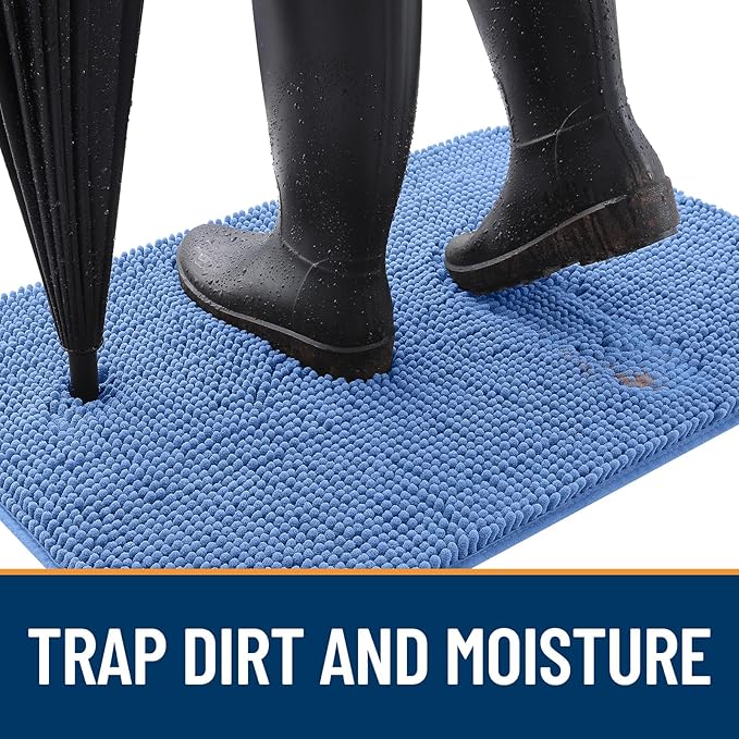OLANLY Dog Door Mat for Muddy Paws 34x21, Super Absorbent Chenille Mud Mat