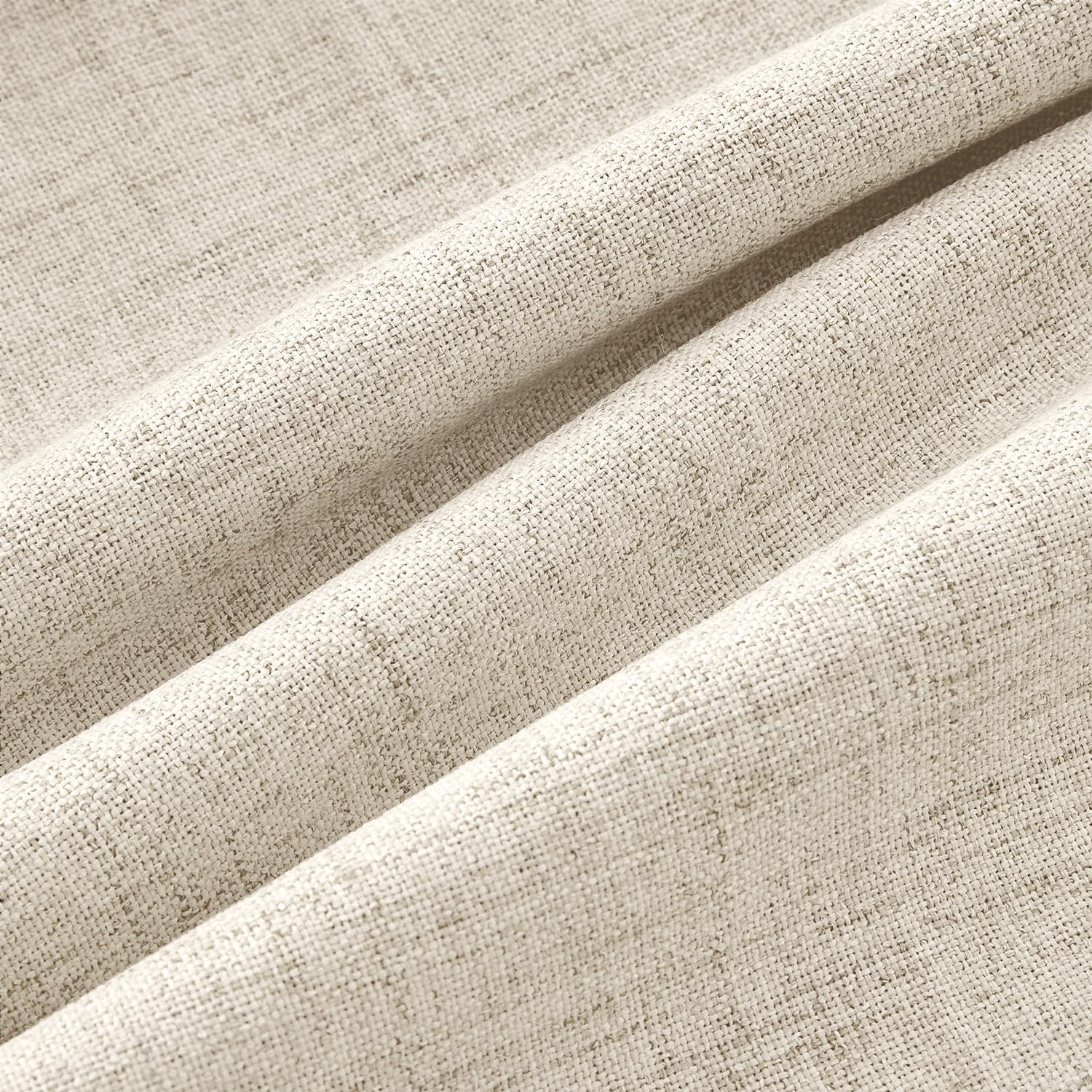 MIULEE 100% Blackout Linen Curtains for Bedroom 42 x 72 Inch Cream 2 Panels