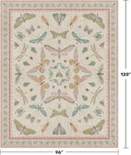Hazo Haus Cute Rugs for Bedroom Girls - Pink Living Room Rugs 8X10, Dining Room Table, Washable Pastel Flower Insect Print Whimsical Décor