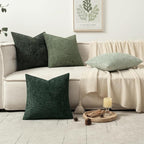 MIULEE Pack of 4 Couch Throw Pillow Covers 20x20 Inch Green Soft Decorative Chenille Pillow Covers Farmhouse Accent Cushion Covers for Boho Spring Home Decor Sofa Bedroom Living Room