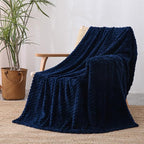 Blue Throw Blanket 60"×80" inches Gifts for Mom Fuzzy 3D Jacquard Decorative Flannel Fleece Super Soft Plush Cozy Blanket for Couch Sofa Chair Lightweight