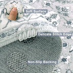 Yamaziot Washable Runner Rug, 2x8 Non-Slip Boho Vintage Hallway Rug with Rubber Backing, Low Pile Faux Wool Distressed Carpet Runner for Bedroom, Kitchen, Laundry, Entrance