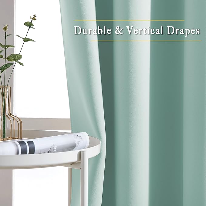 NICETOWN Blackout Curtain Panels Grommet - All Season Eyelet Top Blackout Draperies for Bedroom/Living Room/Glass Door, Aqua Blue, 1 Pair of 52 x 45 inches