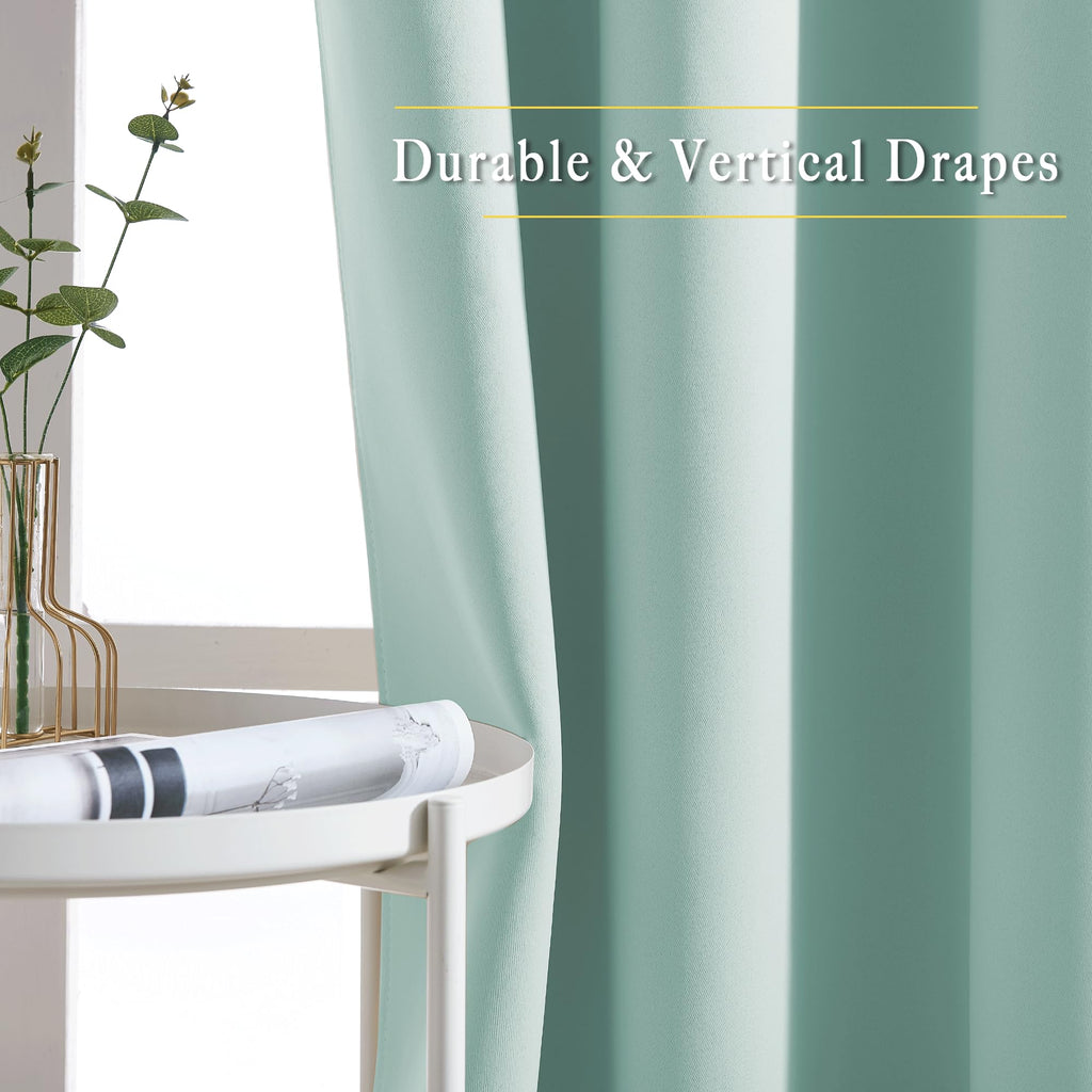 NICETOWN Room Darkening Curtains for Bedroom, Window Treatment Thermal Insulated Solid Grommet Window Treatments Sound Reducing for Living Room, Aqua Blue, Set of 2, W52 x L90