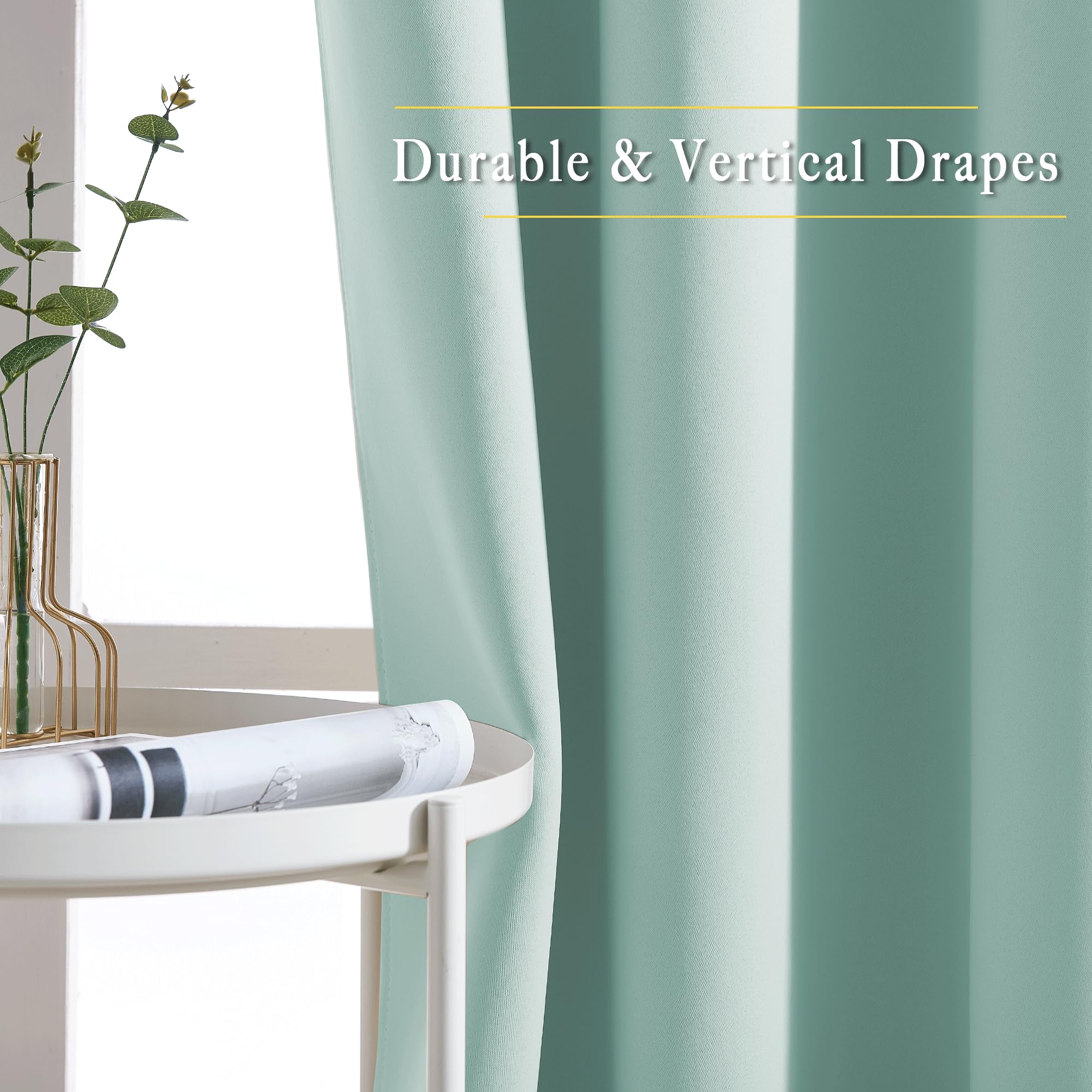 NICETOWN Bedroom Blackout Curtains for Kitchen Window - Window Treatment Thermal Insulated Solid Grommet Sound Reducing for Kitchen/Nursery, Aqua Blue, 2 Panels, W34 x L50