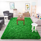 Chicrug Soft Area Rug for Bedroom Living Room Plush Fluffy Rug 4x6 Feet, Shag Furry Area Rug Carpet Non Shedding for Nursery Children Kids Girls Room Home Decorative, Grass Green